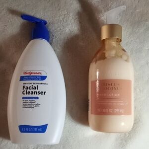 Walgreens Facial Cleanser 8.0 FL OZ  + HIBISCUS + COCONUT Lotion Set 10 FL OZ